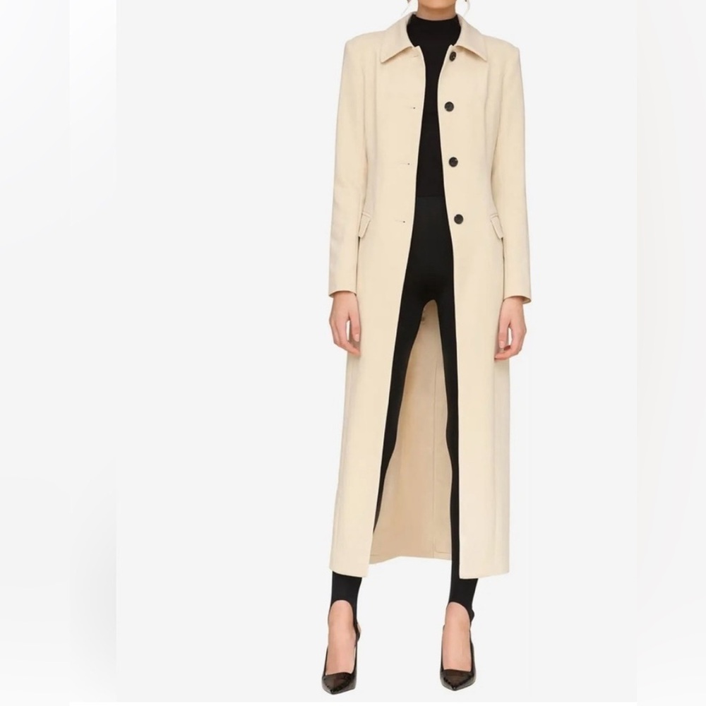 Avec Les Filles Small Single-Breasted Tailored Cutaway cream belted maxi XS